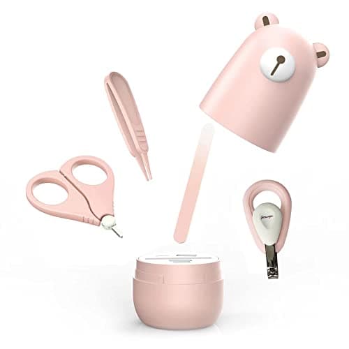 Baby Nail Kit, 4-in-1 Baby Nail Care Set with Cute Case, Baby Nail Clippers, Scissors, Nail File & Tweezers, Baby Manicure Kit and Pedicure kit for Newborn, Infant