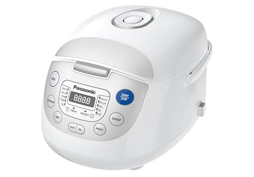 Panasonic SRZC123L Rice Cooker, 6-Cup Uncooked/12-Cup Cooked, Fuzzy Logic Microcomputer, Thick Non-Stick Aluminum Pan, Detachable Inner Lid, 10 Programs, Auto Keep Warm, Keep Warm, White