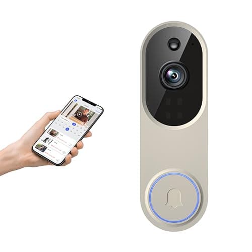 1080p Wireless Doorbell Camera Without Receiver, AI Human Detection, 2-Way Audio, Night Vision, Cloud Storage (Sold Separately), Real-Time Alerts, Battery-Powered, 2.4Ghz Wi-Fi Olny (Linen)