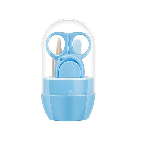 TecHong Baby Nail Clippers and Scissors Set - 4 in 1 Nail Care Pedicure Kit with Cute Case, Baby Nail Clipper, Scissor, Nail File & Tweezer for Newborn, Infant, Toddler, Kids - Blue
