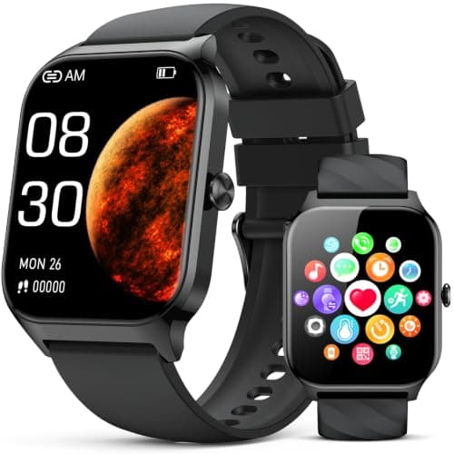 Smart Watch for Women Men - Answer/Make Call, Fitness Tracker Smartwatch for Android iPhone Compatible, Sleep Monitor Cycle, 110+ Sports Modes Step Counter (Modern, Midnight Black, 1.83)