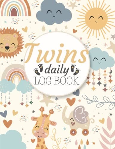 Twins Daily Log Book: Feeding Log Book Tracker, Record Naps, Breastfeeding, Bottles, Diapers And Activities. Easy To Use, Neutral Design, 200 Pages