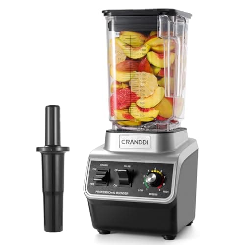 CRANDDI Professional Commercial Blender for Kitchen with Max 1500W High Power, 80oz Large Capacity Blender with Tamper for Crushing Ice, Chopping, Grinding, Making Smoothies, K96 Black