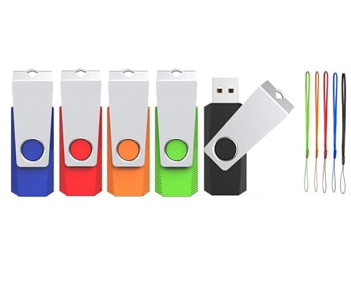 Wooolken USB Stick 8GB 5 Pack,USB 2.0 Flash Drive with Lanyards Swivel Thumb Drives 8GB USB Drive Memory Stick Bulk USB Stick(5 Colors)