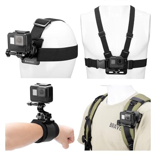 K&F CONCEPT 4-in-1 Adjustable Phone Chest Mount Strap, Head Mount, Wrist Band, Backpack Clip with Neck Phone Holder for Insta360 X5/4/3 Luna Ultra, GoPro Hero Mission 1, DJI Pocket 4/3 Osmo Action 360