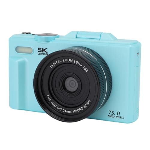 Denash 5K Digital Camera 75MP HD Autofocus 18X Digital Zoom WiFi Mirrorless Camera with 3 Inch Flip Screen for Travel Photography Vlogging