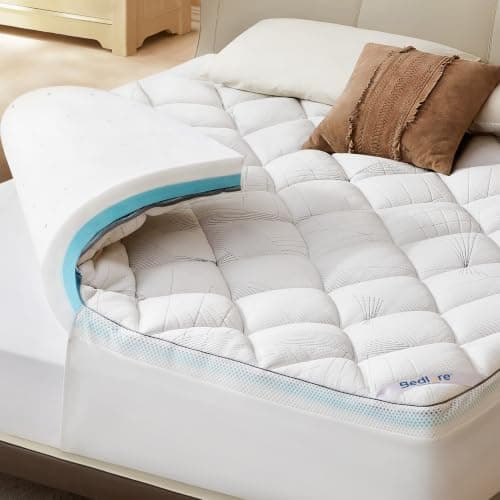 Bedlore Full Mattress Topper 3 Inch, Dual Layer Medium Support, White