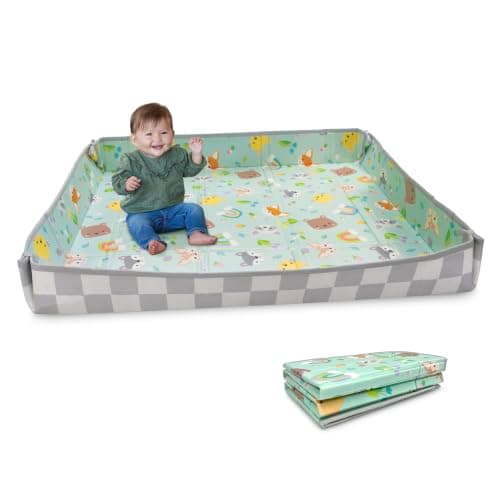 Infantino Foldable Foam Play Mat Reversible 57x57 in, Animals