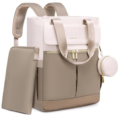 LOVEVOOK Diaper Bag Backpack,Diaper Bag Tote with Insulated Pockets,Baby Bag for Girl Boy with Changing Pad,Large Baby Diaper Bag with Pacifier Case,Anti-Theft Travel Backpack for Women,Coffee-Beige