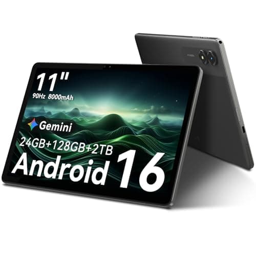 VekfulPC Android 16 Tablet 11 Inch Tablet, 24GB RAM (6+18 Expansion) + 128GB ROM with Gemini AI, 90Hz IPS Display with OTG, 8000mAh, 4-Year Warranty, Grey