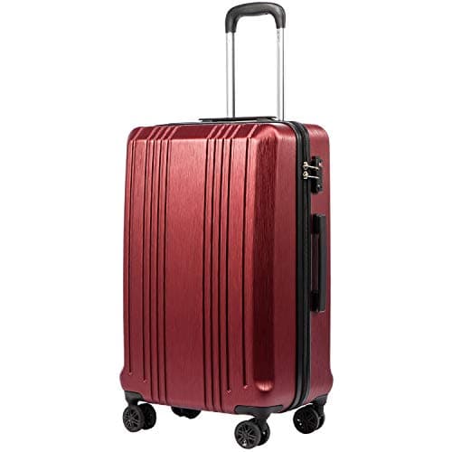 Coolife Luggage Suitcase PC+ABS with TSA Lock Spinner Carry on Hardshell Lightweight 20in 24in 28in (Wine red, S(20in_Carry on))