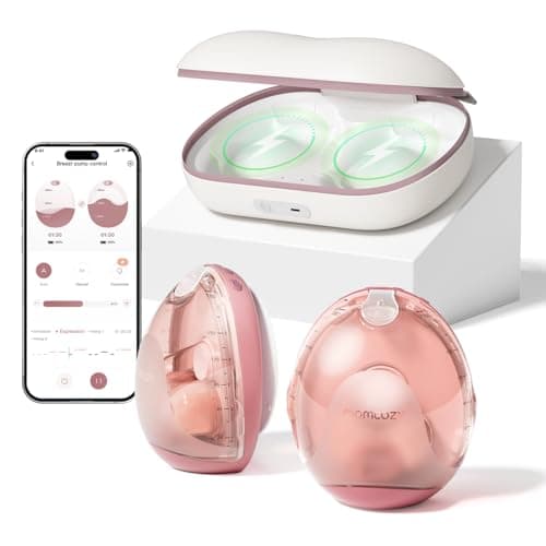 Momcozy Air 1 Ultra-Slim Breast Pump, Hands-Free Wearable Pump with Wireless Charging Case & App Control with Auto Mode & Full-Milk Alert, Industry-First Transparent Top for Easy Nipple Alignment