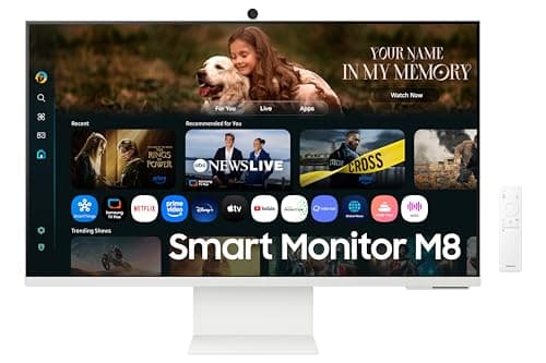 SAMSUNG 32-Inch 4K UHD 60Hz 4ms White Smart Monitor with Smart TV Apps, 4k AI Upscaling, Click to Search, AI Picture Optimizer, Samsung Knox Security (LS32FM801UNXZA) - [Canada Version]
