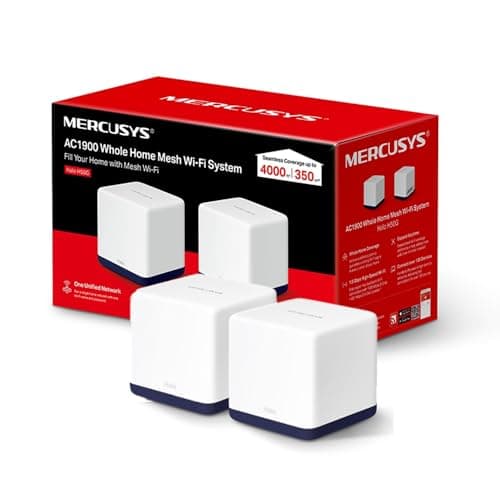 MERCUSYS Halo H50G (2-Pack) AC1900 Mesh WiFi System – Whole Home Coverage up to 4,000 ft², Seamless Roaming, Gigabit Ports, Easy App Setup, Parental Controls, Dual Band Router