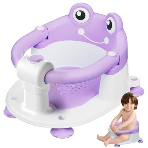 Baby Bath Seat, Baby Bath Chair with Non-Slip Suction Cups and Lockable Guardrail, Sit Up Bathtub Seat with Soft Cushion, Baby Summer Essentials for Newborn Toddler Infant 6 Months Up