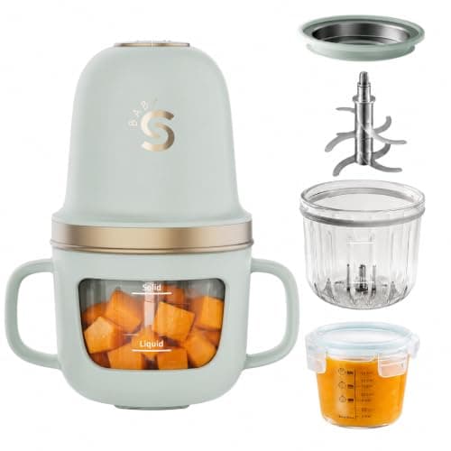 SosekiBaby FM02 Baby Food Maker, 2 Speed Modes Puree Processor Blender | Baby Food Mill with 8 Stainless Steel Blades and Glass Bowl for Fruits, Veggies, Meat| BPA-Free
