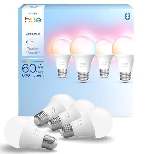 Philips Hue Essential Smart LED A19 Bulb, 4-Pack