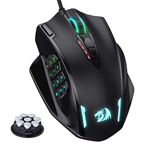 Redragon M908 Impact RGB Gaming Mouse, 12,400 DPI Wired Laser MMO Mouse with High Precision Actuation, 12 Macro Side Buttons and 16.8 Million Customized Breathing Backlight for PC/Laptop