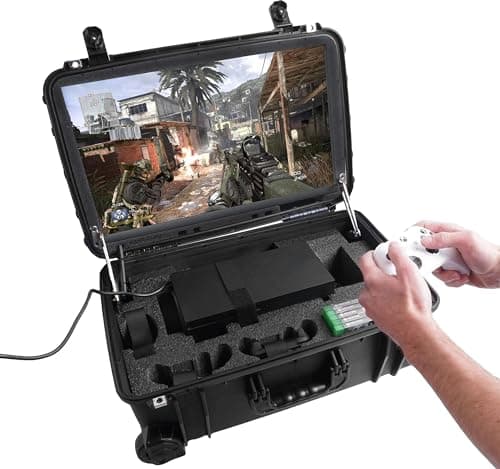 Case Club Pro Gaming Station to Fit Xbox Series X or S Console. Comes with Built-in 24" 1080p Monitor, Cooling Fans. Fits Console, Controllers, & Games, which are NOT Included 1MS / 144 Hertz