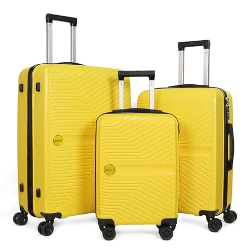 Luggage Set 3 Pieces -Suitcase Set - Carry on Luggage with Wheels - Check-in Luggage - PC + ABS Durable Suitcase Rotating Silent Wheels (3-Piece (20/24/28) (3, Yellou)