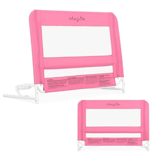 Dream On Me Lightweight Mesh Security Adjustable Bed Rail with Breathable Mesh Fabric in Pink