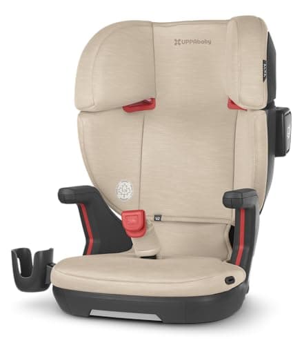UPPAbaby Alta V2 High Back Booster Seat/Seven-Position, Active Support Headrest for Growing Children/SecureFit Integrated Belt Guide + Positioner/Cup Holder Included/Kavneer (Almond Mélange)