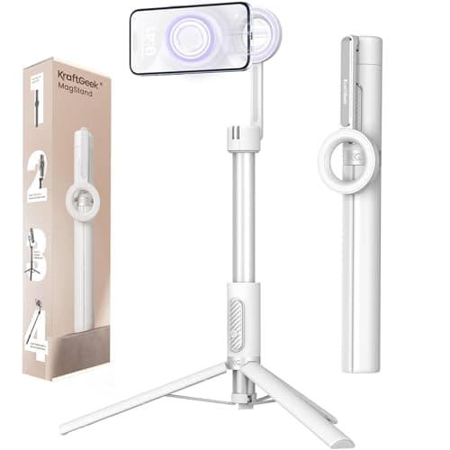 KraftGeek Magnetic Selfie Stick Tripod for iPhone, 64” Phone Tripod for Magsafe, Travel Tripod Stand with Remote for Cell Phone Video Recording