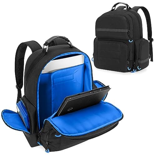 PGmoon Console Backpack Compatible with PlayStation 5/PS5 Slim/PS5 Pro, Travel Carrying Case Bag with Protective Liner, Fits 15.6’’ Laptop, Controllers and Most Gaming Accessories (Patent Design)
