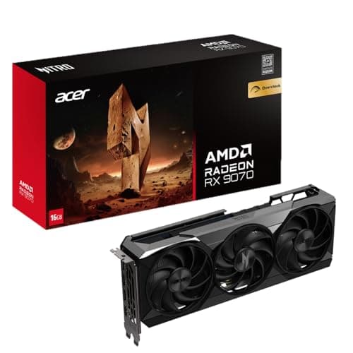 Acer Nitro AMD Radeon RX 9070 Overclocking Graphics Card with 16GB GDDR6 | PCI Express 5.0 | OC Boost Clock 2.7 GHz | 3 FrostBlade 4.0 Fans | 1 x HDMI 2.1a & 3 x DisplayPort 2.1