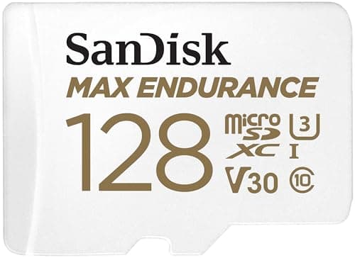 SanDisk 128GB MAX Endurance microSDXC Card with Adapter for Home Security Cameras and Dash cams - C10, U3, V30, 4K UHD, Micro SD Card - SDSQQVR-128G-GN6IA