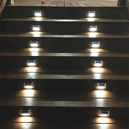 Lightess 6 Pack Solar Step Lights Waterproof Solar Stair Lighting Outdoor Security Light for Deck Yard Garden Driveway Patio