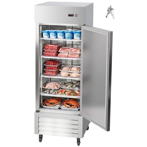 Uargd Commercial Stainless Steel Upright Freezer, 29" Wide, 22 Cu.Ft Capacity, Single Door with Auto-Defrost, Adjustable Shelves, -11 to 14℉ Temperature Range, LED Lighting, ETL Certified