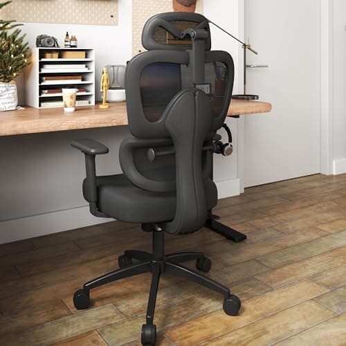 Keratee Ergonomic Office Mesh Chair, Home Office Chair 3D Adjustable Headrest, 3D Armrests with Adjustable Lumbar Support, Black