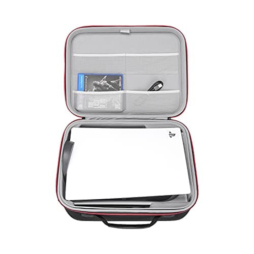 RLSOCO Hard Case for PlayStation 5 Digital Edition and Disc Version,Travel Storage Case for PS5 Game Console,Controllers x 2,Charging Station x1,HD Camera x1,Adapter & Cables and Other Accessories