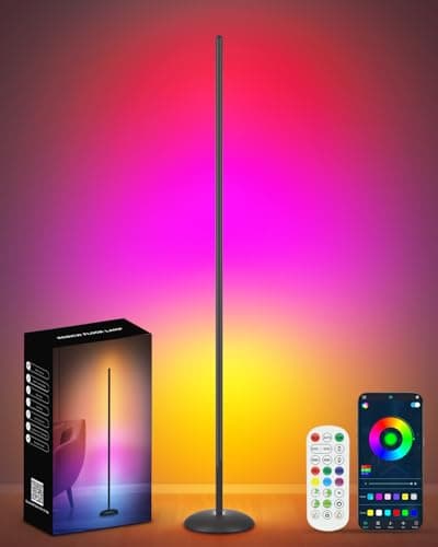 Vexinat Corner Floor Lamp, Smart RGB LED Corner Lamp with App & Remote, Modern Floor Lamp with 16 Million Colors & 213+ Scene, Music Sync, Scene Modes, Ideal Ambient Lighting for Living Room, Bedroom