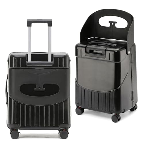 GHSY Ride-On Suitcase for Kids & Adults Lightweight 9.5lbs Carry-On Luggage with Seat Airline Approved 40L Hard Shell Travel Suitcase with TSA Lock & 360° Spinner Wheels For Boys, Girls, Family Travel