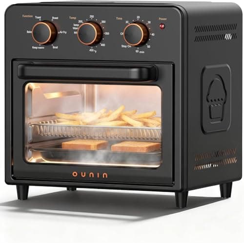 OUNIN 12L 6-in-1 Air Fryer & Toaster Oven with Steam Infusion, Compact, Countertop Friendly, Fast Preheat with Bake, Convection Bake, Grill, Broil and Warm Options, 60-Minute Timer, Stainless Steel