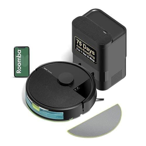 Roomba 105 Combo Robot Vacuum & Mop + AutoEmpty Dock - Self-Empties for 75 Days, Intense Power-Lifting Suction, LiDAR Navigation, Multiple Cleaning Modes, Avoids Mopping Carpet, Works with Alexa