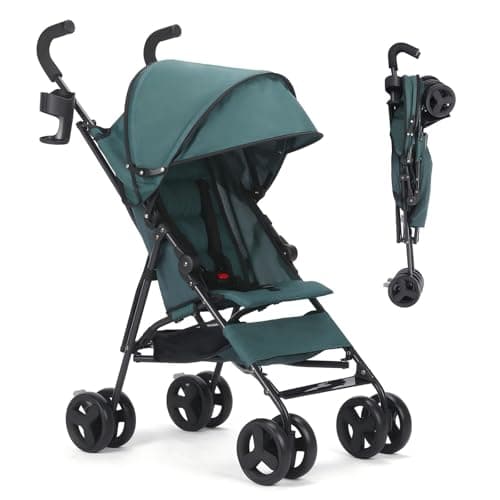 Umbrella Baby Strollers, Lightweight Travel Stroller for Airplane, One-Hand Quick Compact Fold, Adjustable Canopy, Cup Holder, Space-Saving, for 6 to 36 Months