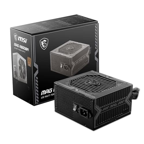 MSI MAG A650BN, Non-Modular Compact 650W Power Supply, 80+ Bronze, Low-Noise Fan, Active PFC Design, 5 Year Warranty
