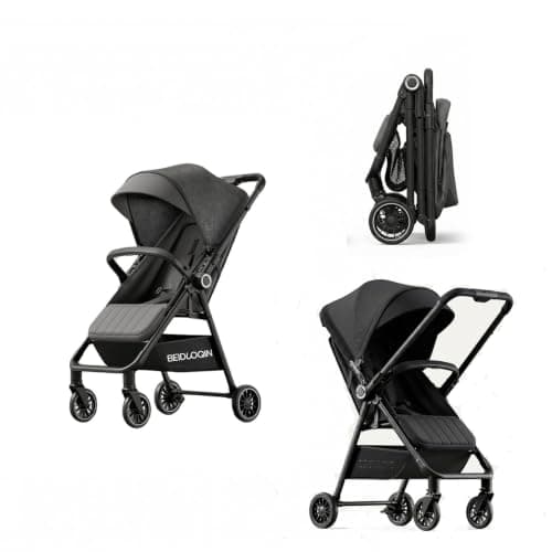Lightweight Baby Stroller, Convertible Front and Rear Facing, One-Button Fold, Shock-Absorbing Wheels, 0-4 Years