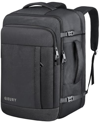 Carry On Backpack, 50L Travel Backpack, Luggage Backpack TSA Flight Approved Laptop Backpack for Men & Women, Large Expandable Backpack 40L Daypack Lightweight Business Weekender Bag, Black