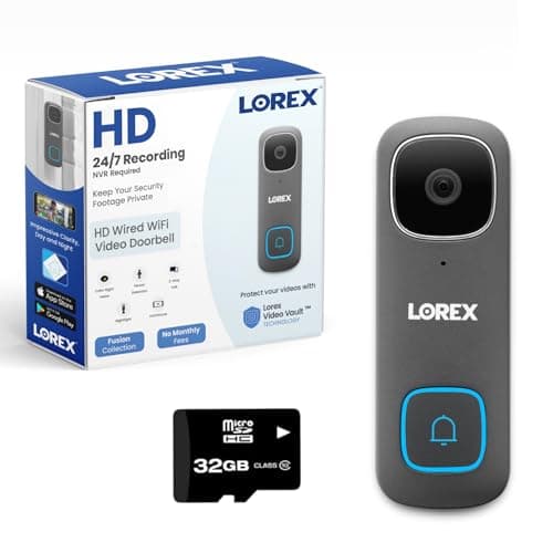 Lorex 1080p Resolution Wired Video Doorbell | Front Door Security | Nightlight | Motion Sensor & Person Detection | 2-Way Talk | IR Night Vision | 32GB Storage Included | No Monthly Fee
