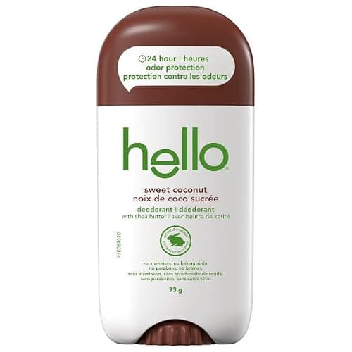 Hello Sweet Coconut Natural Deodorant with Shea Butter, Aluminum Free, Parabens Free, 73g