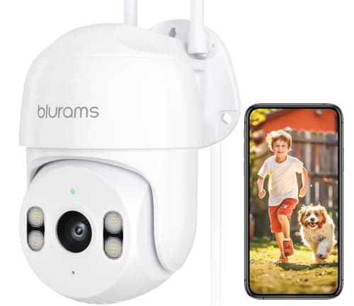 blurams 2K Security Camera Outdoor Wired, Cameras for Home Security Outside with 360° PTZ, 2.4&5G WiFi 6, Motion Tracking, Color Night Vision, IP66, Two-Way Audio, Works with Alexa(White)