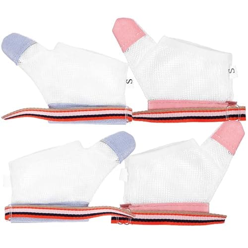 ibasenice Stop Thumb Gloves 2 Pairs Finger Guard for Newborns Soft Cotton Grooming Kit
