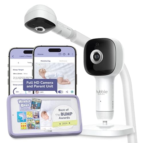 Hubble Connected SkyVision AI-Enhanced HD Smart Camera Baby Monitor, Parent Unit, Mount, Night Vision, Nightlight, Soothing Sounds, Wellness Tracker, App