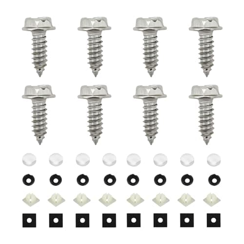 Ohleats 8 PCS Licence Plate Screw Kit, Rustproof Stainless Steel License Plate Screws, Anti-Theft Self Tapping Mounting Bolts for Securing Licence Plate Frame, Car Accessories (Silver)
