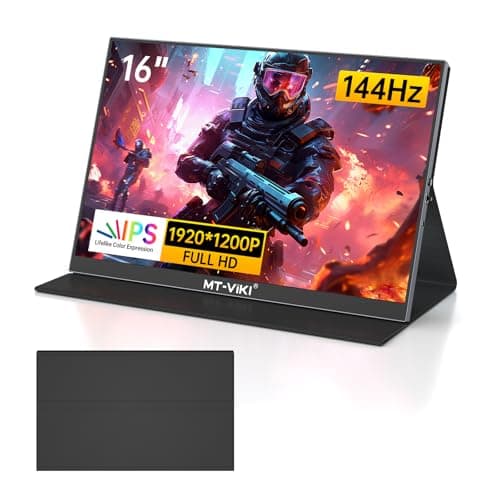 MT-VIKI 16'' Portable Monitor 144Hz 1920x1200, Portable Gaming Monitor IPS HDR External Second Monitor for Laptop PC Mac, Ultra-Slim Travel Monitor with Smart Cover