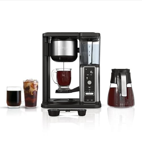 Ninja® Hot & Iced Coffee Maker with Rapid Cold Brew, Single Serve to 10-Cup Drip Brewer, Glass Carafe, No Pods Required, Classic/Rich/Over Ice Brew, Keep Warm & 24-Hour Delay Brew, CM360C